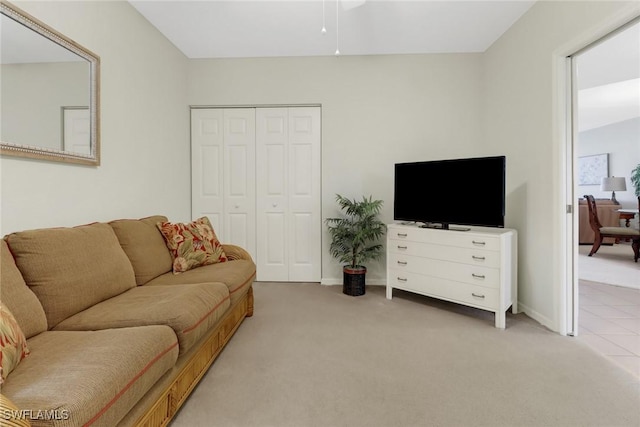 living room with carpet floors