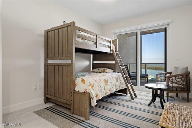 bedroom with a water view