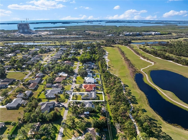 4560 Key Largo Ln, Bonita Springs, FL 34134 - aerial overview of property's location featuring nearby suburban area, a golf course, and a large body of water