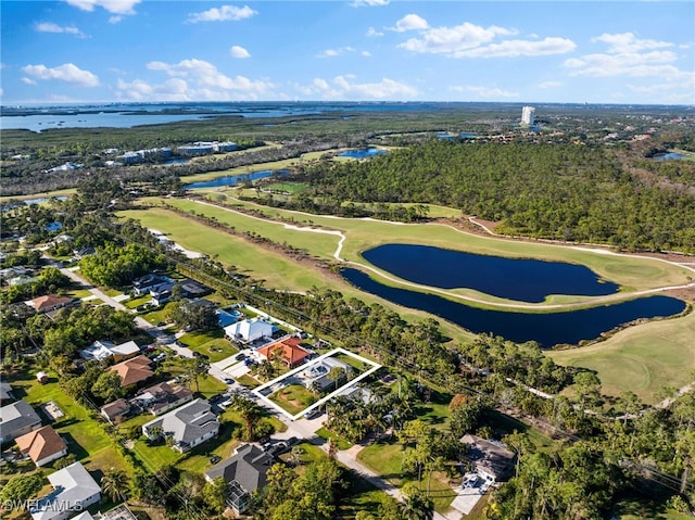 4560 Key Largo Ln, Bonita Springs, FL 34134 - aerial overview of property's location featuring a golf course, a large body of water, nearby suburban area, and property boundaries highlighted