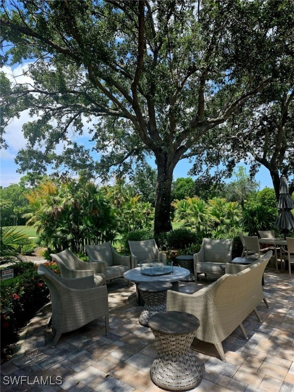 view of patio / terrace featuring an outdoor living space