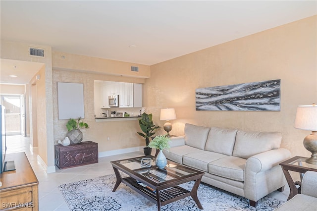 view of tiled living room