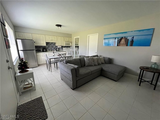 view of tiled living room