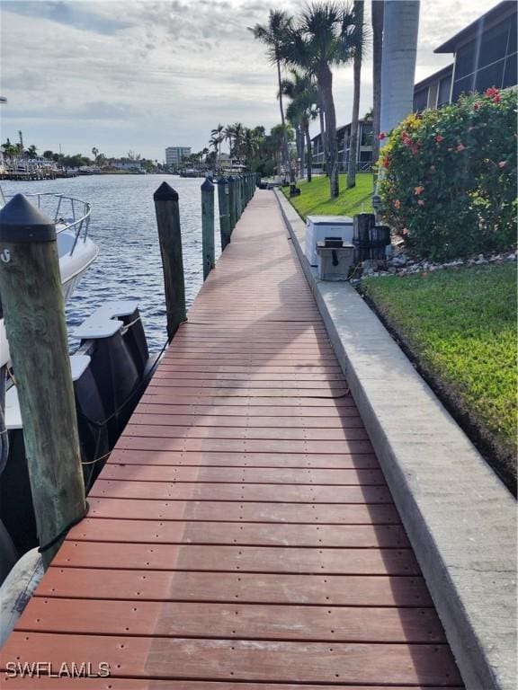 view of dock featuring a water view