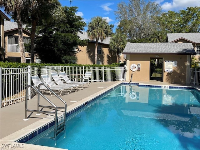 view of pool featuring a patio area