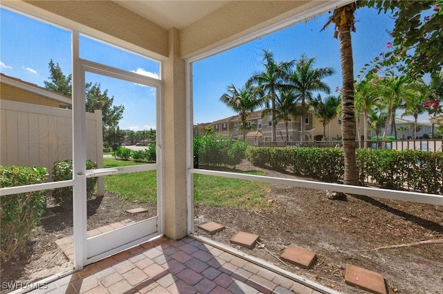 view of unfurnished sunroom