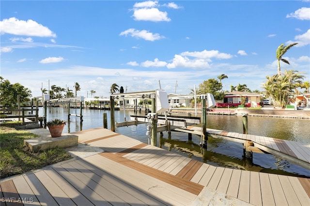 view of dock featuring a water view