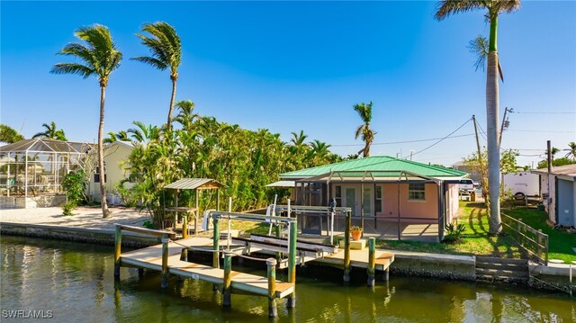 view of dock featuring a water view