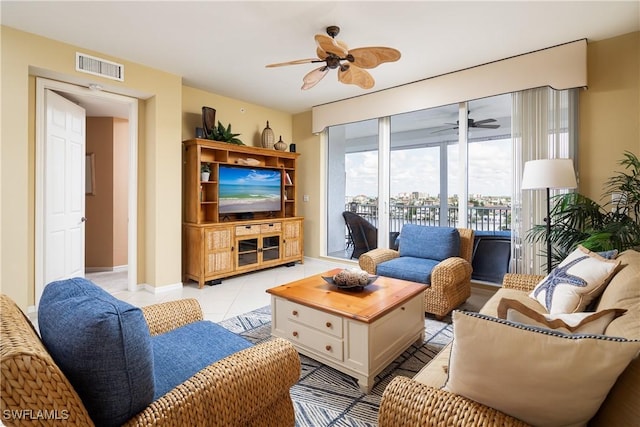 view of tiled living room