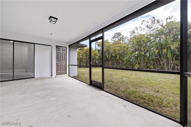 view of unfurnished sunroom