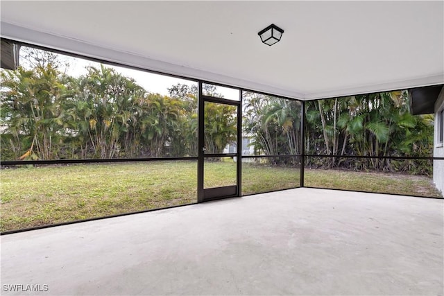 view of unfurnished sunroom