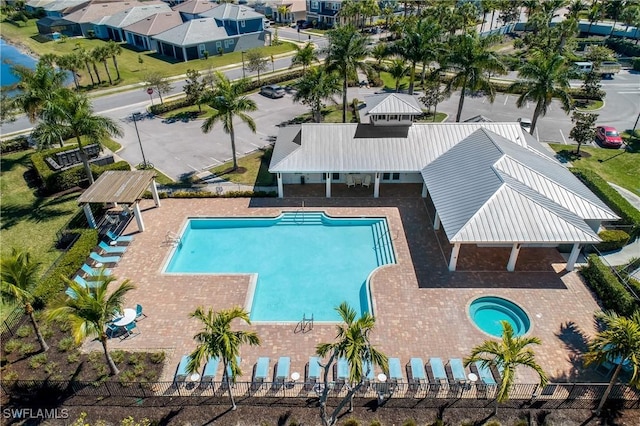 view of swimming pool featuring a patio