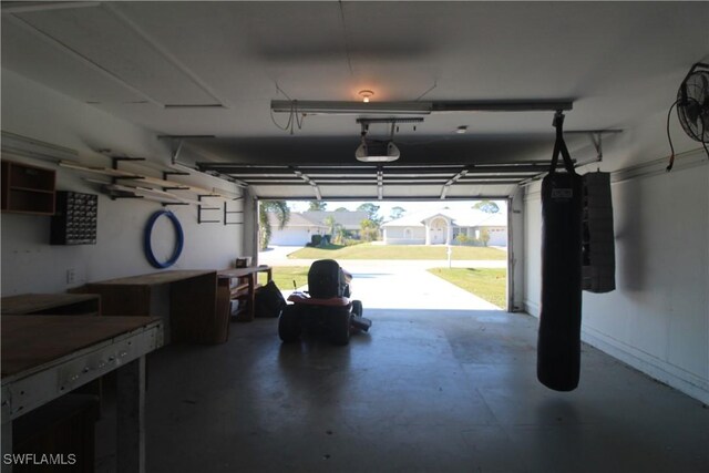 garage with a garage door opener