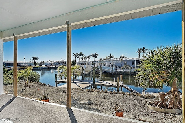 dock area featuring a water view