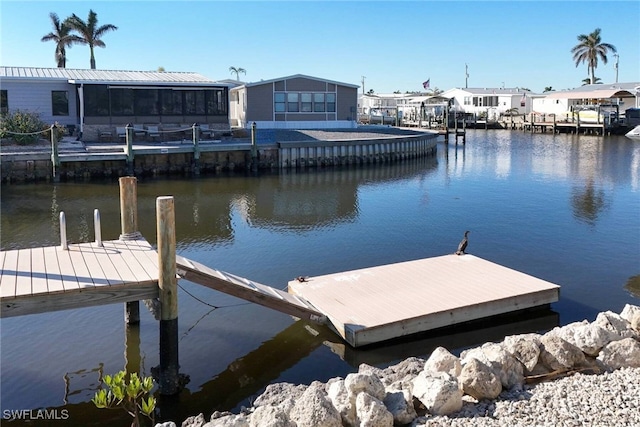 view of dock featuring a water view