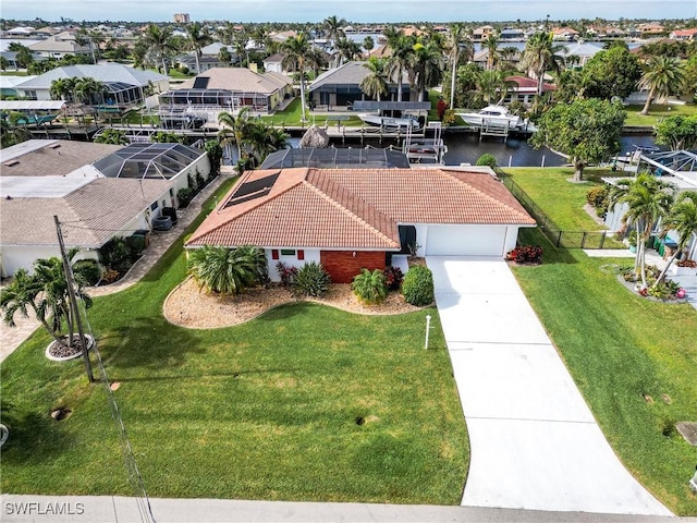 bird's eye view featuring a water view