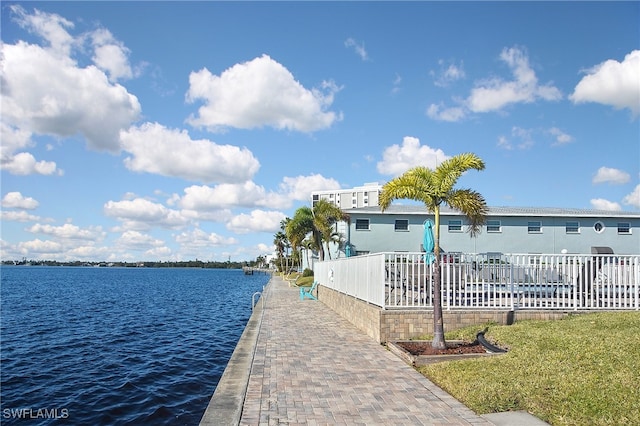 view of dock featuring a water view