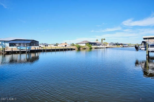 dock area with a water view