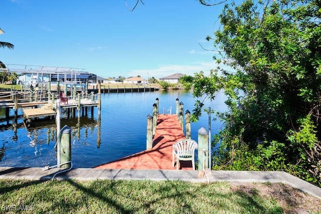 view of dock featuring a water view