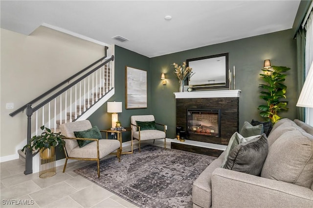 view of tiled living room