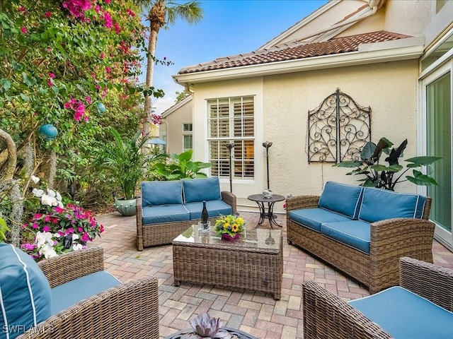 view of patio with an outdoor hangout area