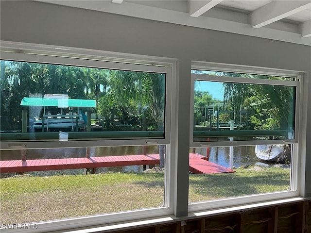 1712 Club House Rd, North Fort Myers, FL 33917 - doorway to outside with beamed ceiling