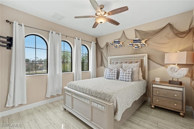 bedroom featuring ceiling fan