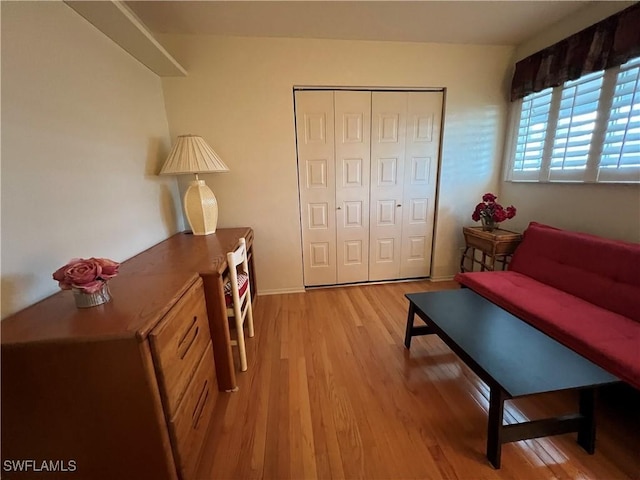 living area with light hardwood / wood-style floors