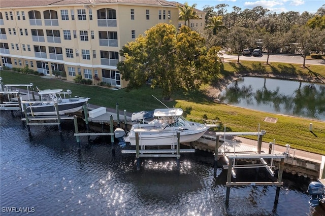 view of dock featuring a water view