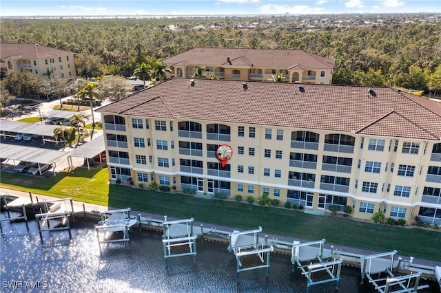 bird's eye view featuring a water view