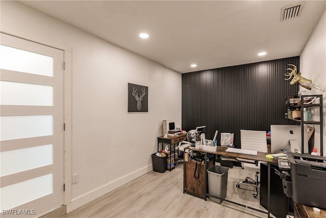 office featuring light wood-type flooring