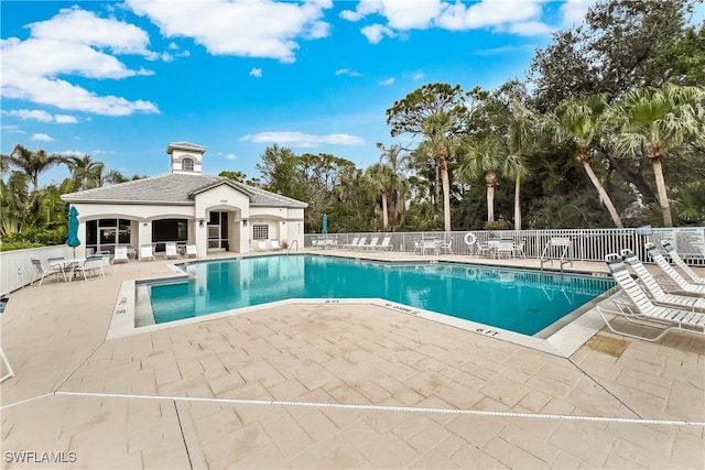 view of pool featuring a patio