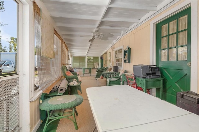 6253 Valeria Rd, Bokeelia, FL 33922 - sunroom / solarium featuring ceiling fan, a healthy amount of sunlight, and lofted ceiling