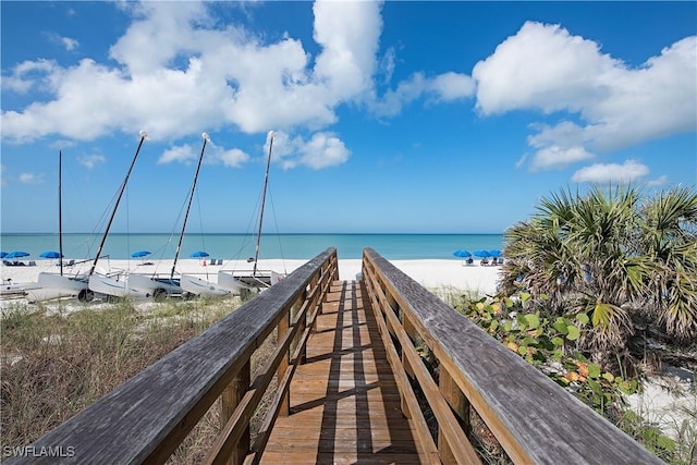 property view of water with a beach view