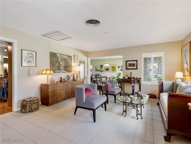 view of tiled living room