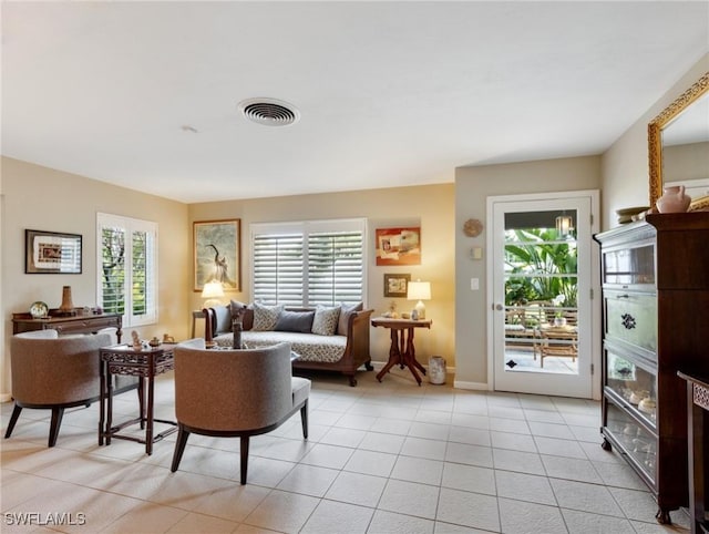 view of tiled living room