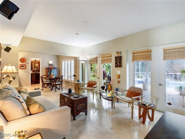 living room featuring french doors