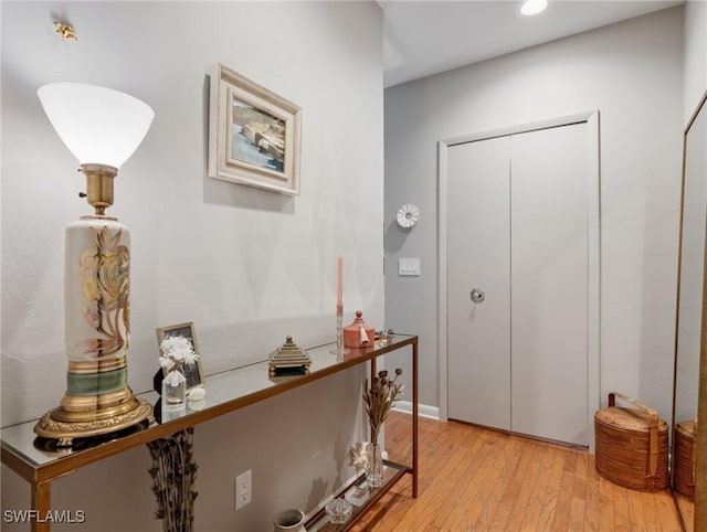 interior space with light hardwood / wood-style flooring