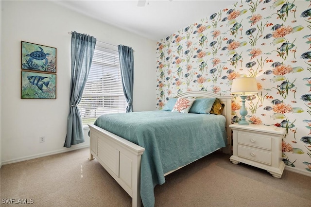 bedroom with carpet floors and ceiling fan