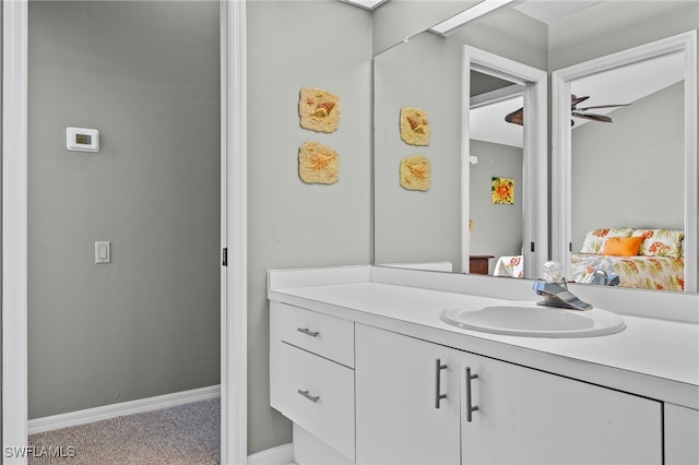 bathroom with vanity and ceiling fan