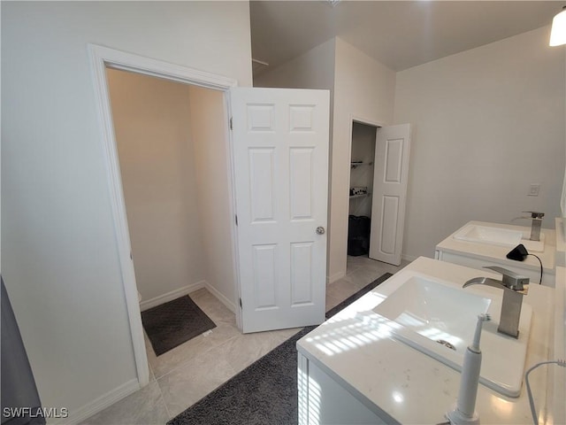 bathroom featuring vanity and tile patterned floors