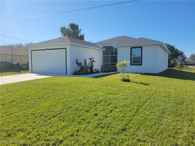 single story home with a front yard