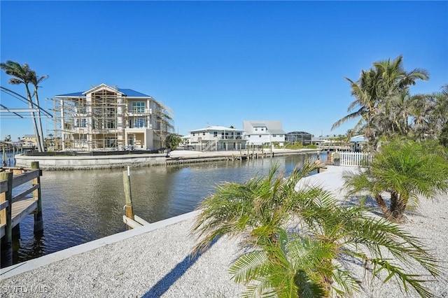 dock area with a water view