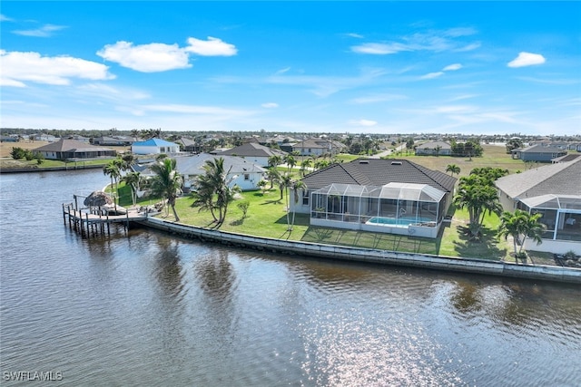 property view of water featuring a boat dock