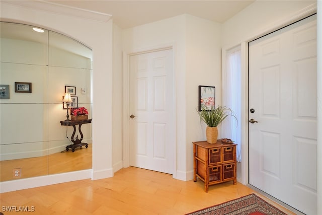 foyer with hardwood / wood-style flooring