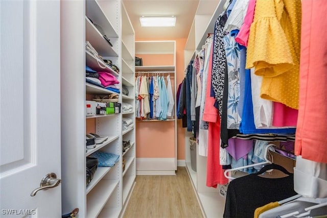 walk in closet featuring hardwood / wood-style floors