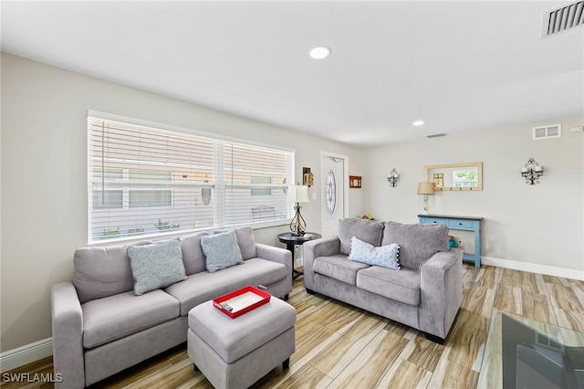 living room featuring light hardwood / wood-style flooring