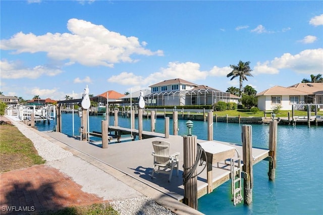 view of dock featuring a water view