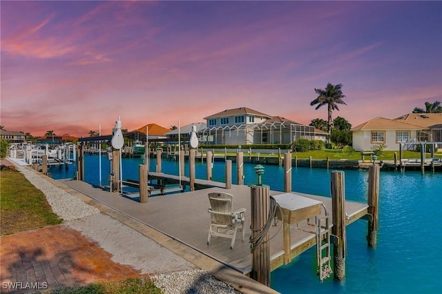 view of dock featuring a water view