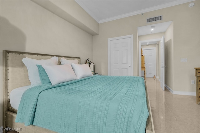 bedroom featuring ornamental molding